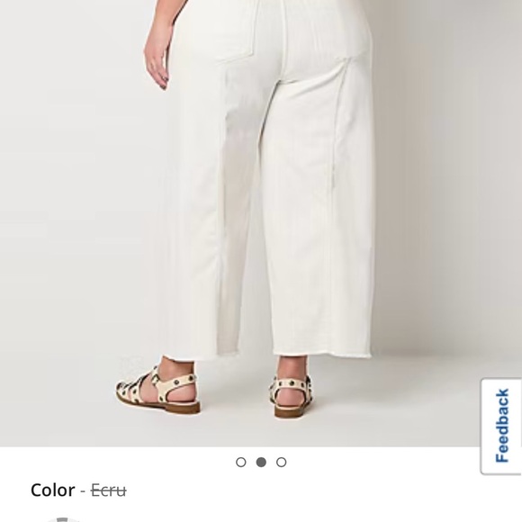 24W a.n.a by JC Penney Wide Leg White Cropped Jean Pants - Picture 2 of 8